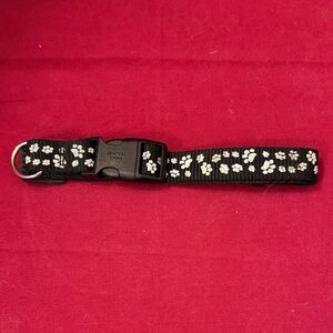 🦄 2 for $10 🦄 Black Dog Collar with White Paw Print Design - Medium